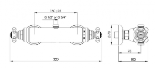 Смеситель термостатический для душа на один выход, верхнее (жёсткое) подключение, хром Cezares GOLF-DS-T-01